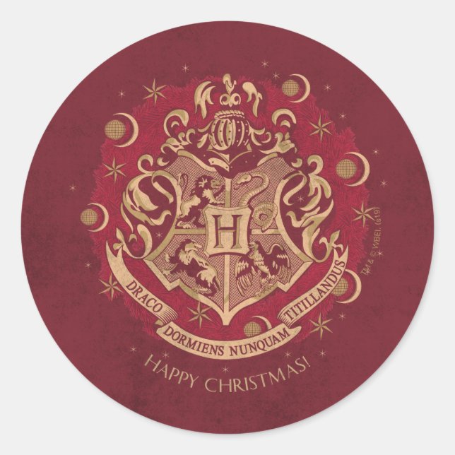 Adesivo Grinalda de Natal com Brasão da HOGWARTS™ Vermelha (Frente)
