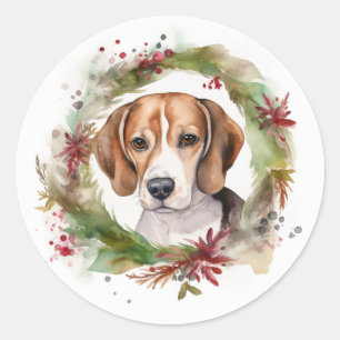 Adesivo Grinalda de Natal de Beagle Cachorro Festivo