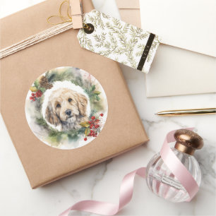 Adesivo Grinalda de Natal de Cockapoo Pupila Festiva