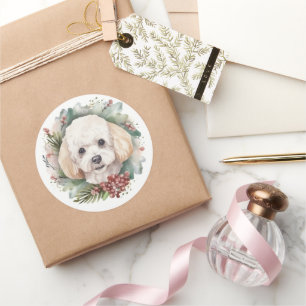 Adesivo Grinalda de Natal de Poodle Pupila Festiva