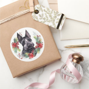 Adesivo Grinalda de Natal do Terrier Escocês Cão Festivo