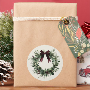 Adesivo Grinalda de Natal em Aquarela Presente Festivo