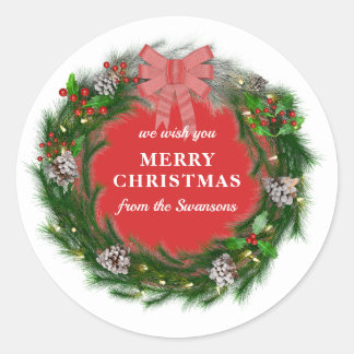 Adesivo Grinalda de Natal Personalizada com Nome da Famíli