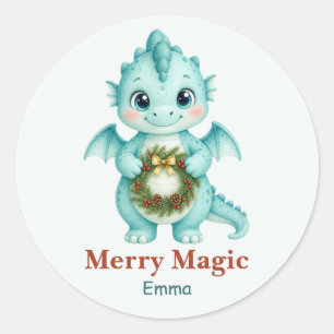 Adesivo Grinalda de Natal personalizada do Dragão Bebê Aqu