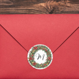 Adesivo Grinalda de Natal Retro e Monograma Aquarela