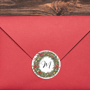 Adesivo Grinalda de Natal Retro e Monograma Aquarela