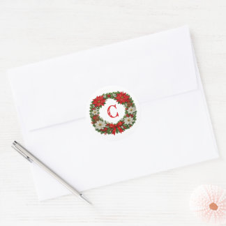 Adesivo Grinalda de Natal Tradicional com Monograma de Poi