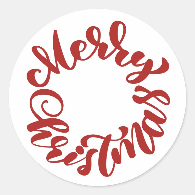 Adesivo Grinalda de Natal Vermelha com Caligrafia (Frente)