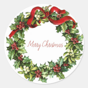 Adesivo Grinalda de Natal vintage pinheiro vermelho retrô