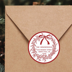 Adesivo Grinalda de pinheiro de Natal simples vermelha End