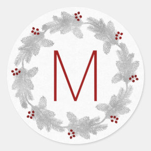 Adesivo Grinalda do feriado da prata Monogrammed e do