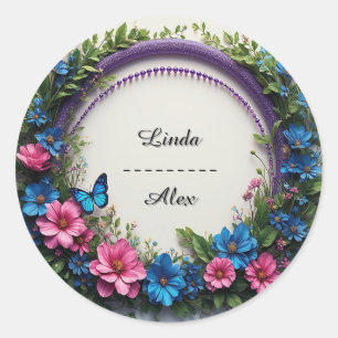 Adesivo Grinalda Floral Colorida para Casamento com Borbol