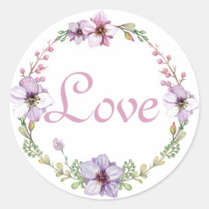 Adesivo Grinalda Floral de Aquarela Lavanda Amor Roxo