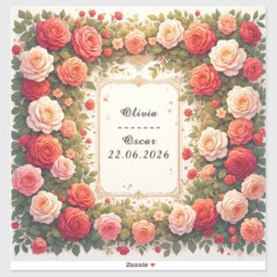 Adesivo Grinalda Floral de Casamento Colorida