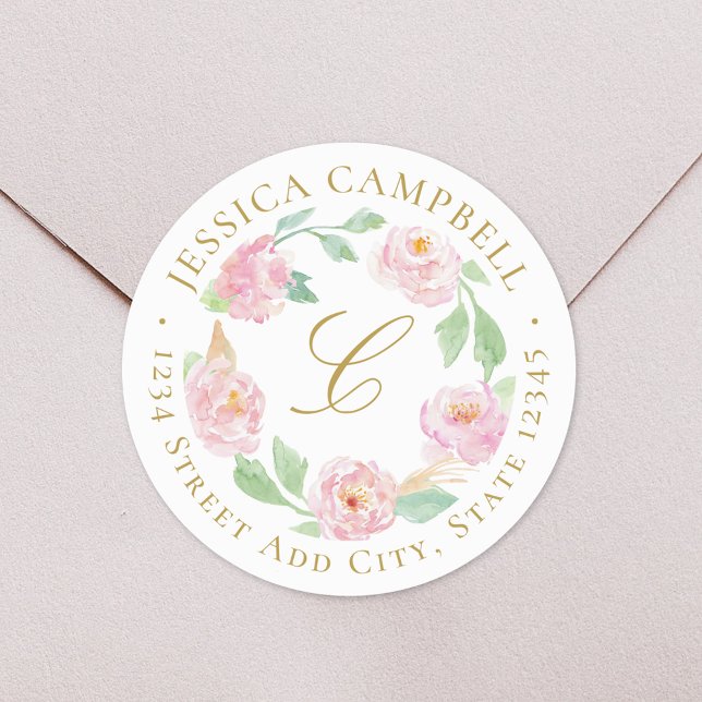 Adesivo Grinalda Floral de Peônia em Dourado Rosa com Ende (Criador carregado)