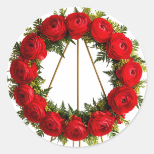 Adesivo Grinalda Floral Elegante Adornada com Rosas Vermel