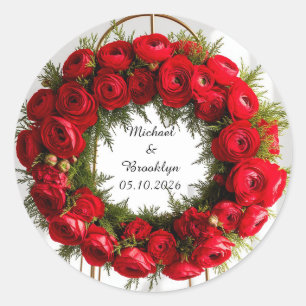 Adesivo Grinalda Floral Elegante Adornada com Rosas Vermel