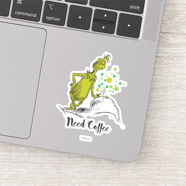 Adesivo Grinch | Precisa de Café Engraçado (Detalhe)