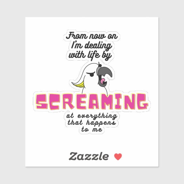 Adesivo Gritando Cockatat com Texto (Folha)