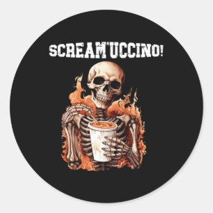 Adesivo Gritar de café 'uccino' do Bebendo Skeleton do Hal