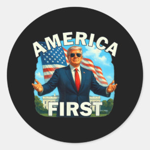 Adesivo Gritty Bold Retro Slogan Político América Primeiro