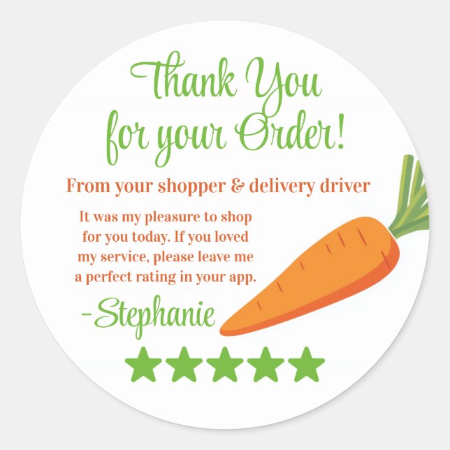 Adesivo Grocery Delivery Service Thank You Review Stars (Frente)