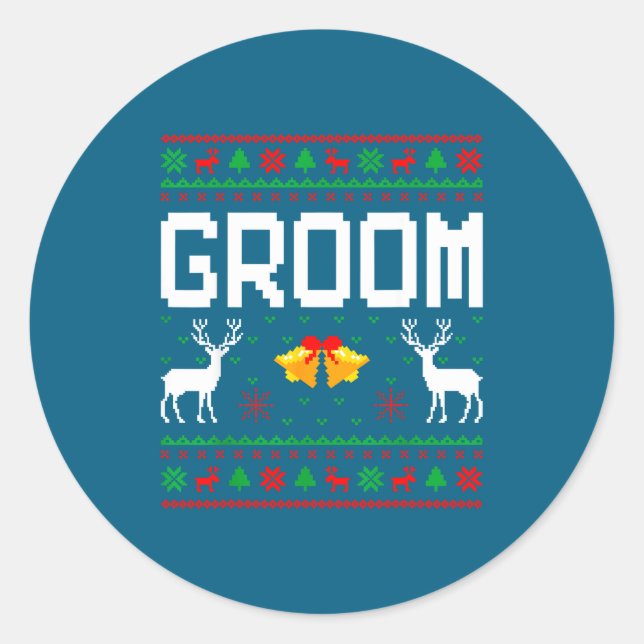 Adesivo Groom bride married couple ugly christmas sweater  (Frente)