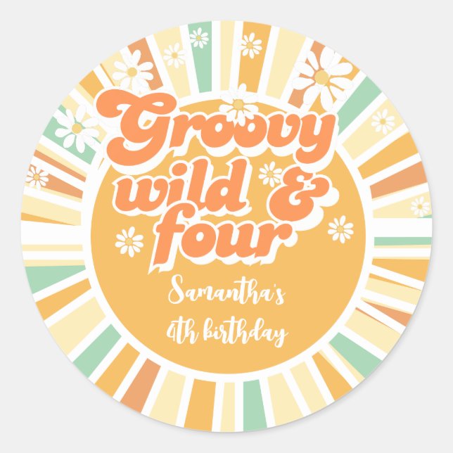 Adesivo Groové selvagem e quatro aniversário de criança so (Frente)