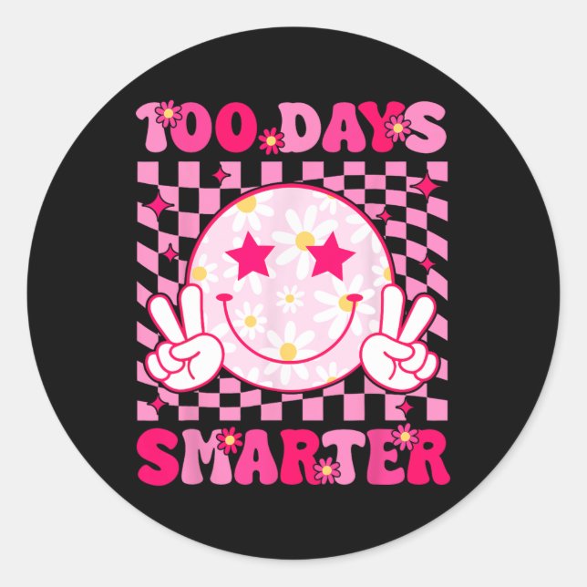 Adesivo Groovy 100 Dias Mais Inteligente Sorriso Rosa Enfr (Frente)