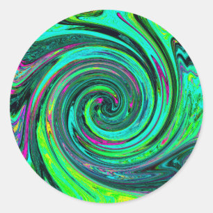 Adesivo Groovy Abstrato Retro Verde e Magenta Redemoinho