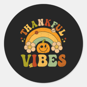 Adesivo Groovy Ação de Graças Vibes Autumn Hello Fa