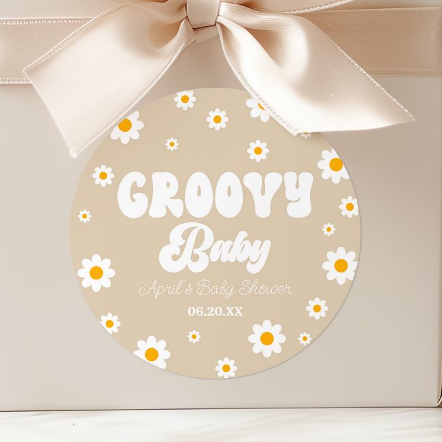 Adesivo Groovy Baby Daisy Flower Floral Tan Chá de fraldas (Criador carregado)