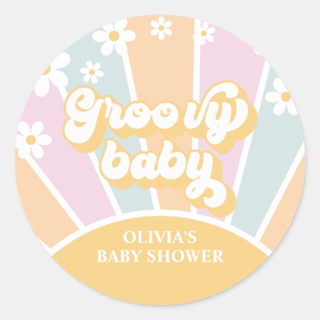 Adesivo Groovy Baby Pastel Retro Sunshine Daisy (Frente)