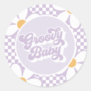 Adesivo Groovy Baby Purple Daisy Xadrez