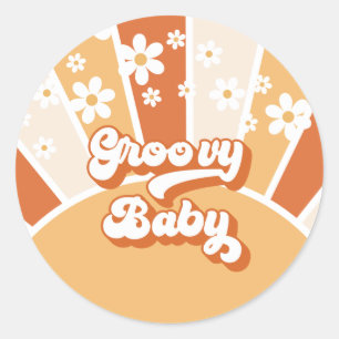 Adesivo Groovy Baby Retro Sunshine Festa de Bebê Hippie