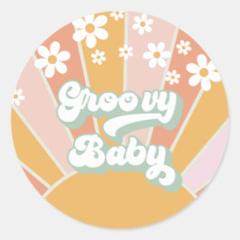 Adesivo Groovy Baby Retro Sunshine Hippie Chá de fraldas