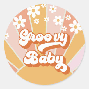 Adesivo Groovy Baby Retro Sunshine Hippie Chá de fraldas
