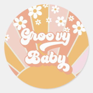 Adesivo Groovy Baby Retro Sunshine Hippie Chá de fraldas C