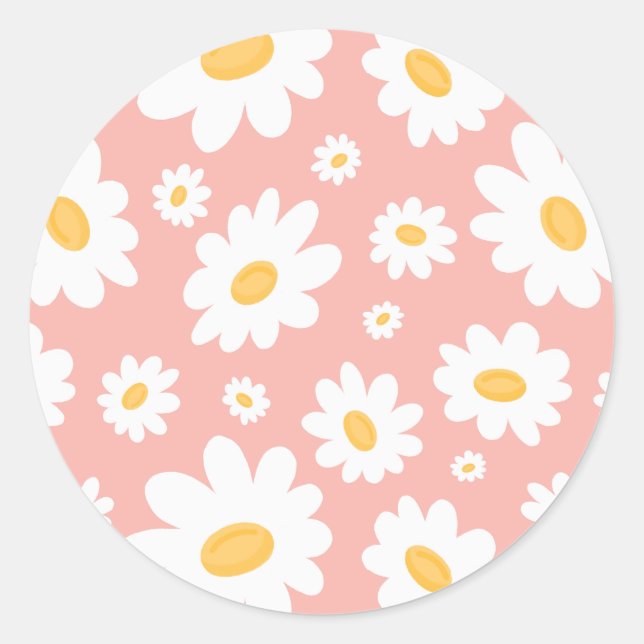 Adesivo Groovy Blush Boho Daisy Floral Garden Padrão (Frente)