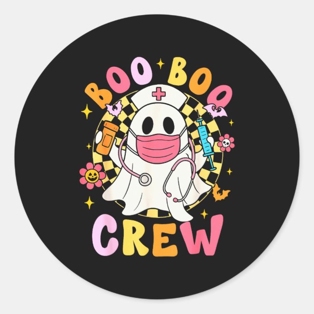 Adesivo Groovy Boo Boo Crew Nurse Funny Ghost Women Hallow (Frente)