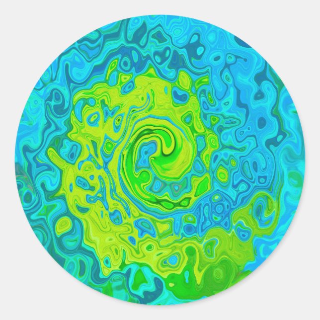 Adesivo Groovy Chartreuse e Aquamarine Líquido Turbilhão (Frente)