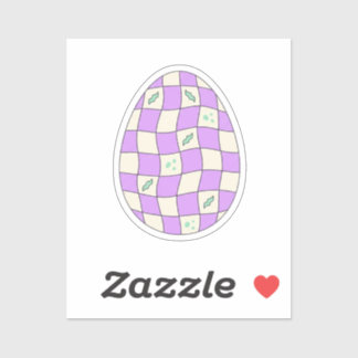 Adesivo Groovy Checkerboard Easter Egg Pastel Retro