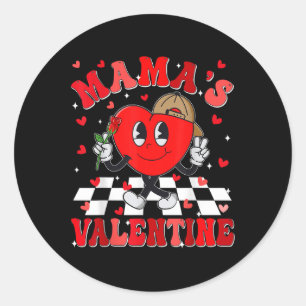 Adesivo Groovy Checkered Heart Mamas Dia de os namorados M