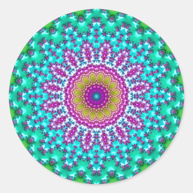 Adesivo Groovy Colorful Jewel Tone Boho Fractal Mandala (Frente)