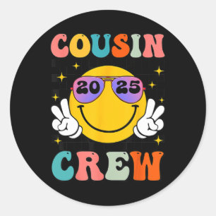 Adesivo Groovy Cousin Crew 2025 Summer Vacation Beach Fami
