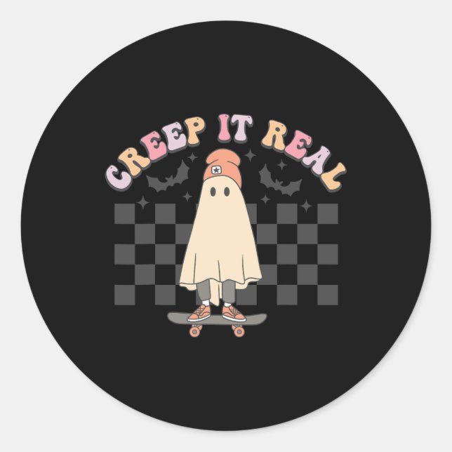 Adesivo Groovy Creep It Ghost Pumpkin Spook (Frente)