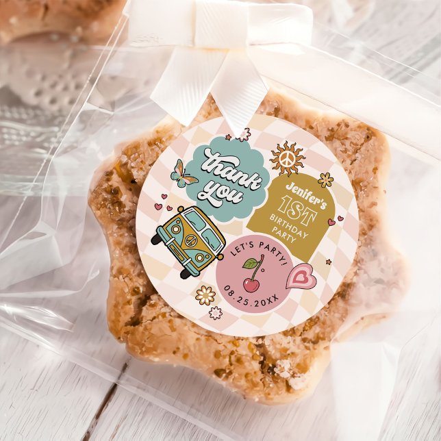 Adesivo Groovy Daisy Retro Party (Criador carregado)