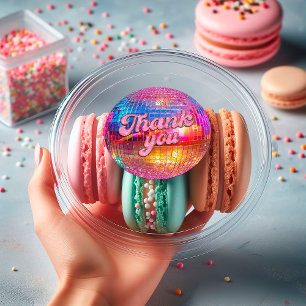 Adesivo Groovy Disco Ball Hot Pink Glitter Dourado Obrigad