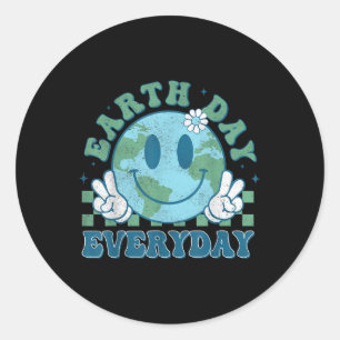 Adesivo Groovy Earth Day 2025 Todos Os Dias Sorria Face Sa