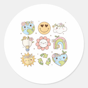 Adesivo Groovy Earth Day Camisas Homens Crianças Sorriem
